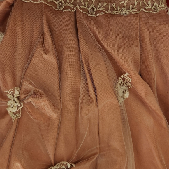 Elegant Peach Kids Dress with Floral Embroidery - Picture 5 of 5